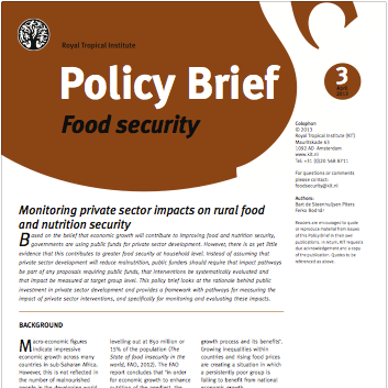 Monitoring private sector impacts on rural food and nutrition security